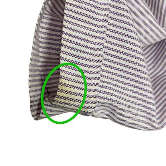 Vtg Lands End Shirt Womens 12 Purple White Striped Short Sleeve Button Down USA - Picture 9 of 10